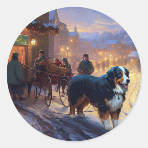 Bernese Mountain Christmas Festive Season Classic Round Sticker