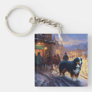 Bernese Mountain Christmas Festive Season Key Ring