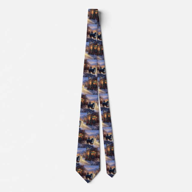 Bernese Mountain Christmas Festive Season Tie (Front)