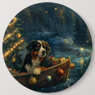 Bernese Mountain Christmas Festive Voyage 6 Cm Round Badge