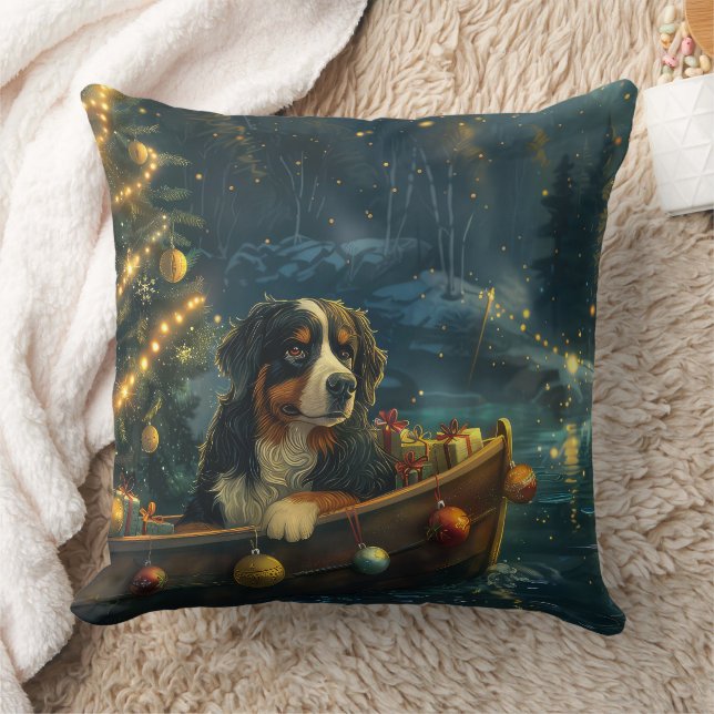 Bernese Mountain Christmas Festive Voyage Cushion (Blanket)