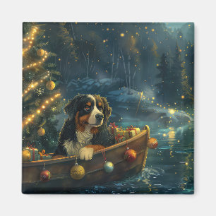 Bernese Mountain Christmas Festive Voyage Magnet