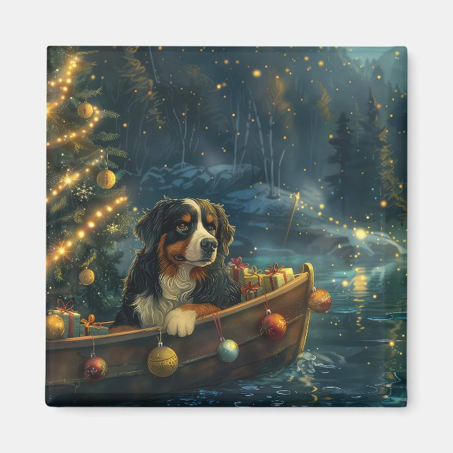 Bernese Mountain Christmas Festive Voyage Magnet (Front)