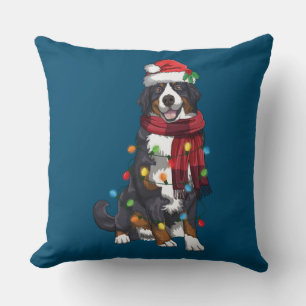 Bernese Mountain Christmas Light Funny Dog Lover Cushion