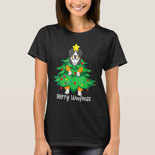 Bernese Mountain Christmas Tree D-Og M-Om Dad T-Shirt (Front)