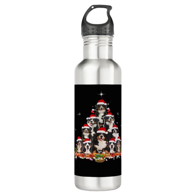 Bernese Mountain Christmas Tree Dog Santa Xmas Fun 710 Ml Water Bottle (Front)