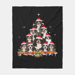 Bernese Mountain Christmas Tree Dog Santa Xmas Fun Fleece Blanket