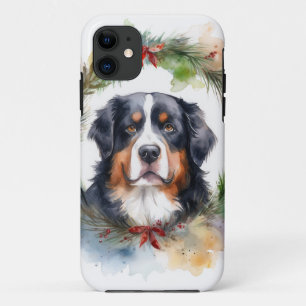 Bernese Mountain Christmas Wreath Festive Pup  iPhone 11 Case