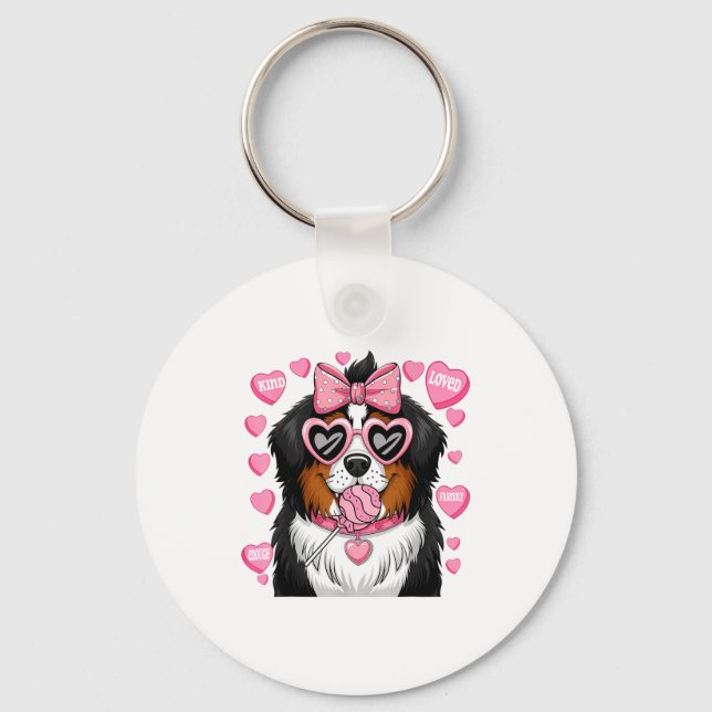 Bernese Mountain Coquette Dog Pet Lover Owner  Key Ring (Front)