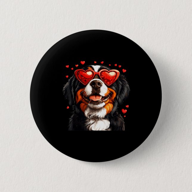 Bernese Mountain Cute Berner Dog Lover Valentines  6 Cm Round Badge (Front)