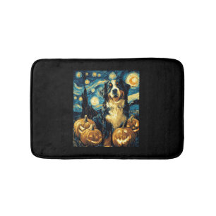 Bernese Mountain Cute Dog Halloween Jack O Lantern Bath Mat