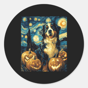 Bernese Mountain Cute Dog Halloween Jack O Lantern Classic Round Sticker