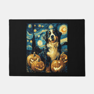 Bernese Mountain Cute Dog Halloween Jack O Lantern Doormat