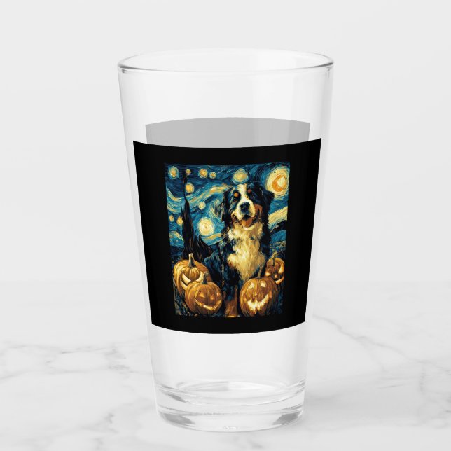 Bernese Mountain Cute Dog Halloween Jack O Lantern Glass (Front)