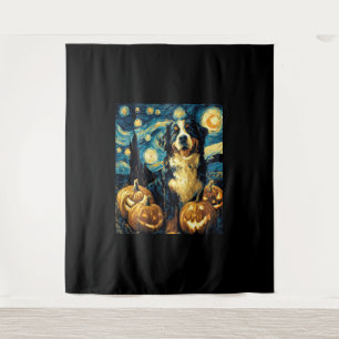 Bernese Mountain Cute Dog Halloween Jack O Lantern Tapestry