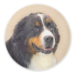 Bernese Mountain Dog 2 Painting - Original Dog Art Ceramic Knob