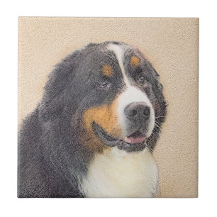 Bernese Mountain Dog 2 Painting - Original Dog Art Ceramic Tile