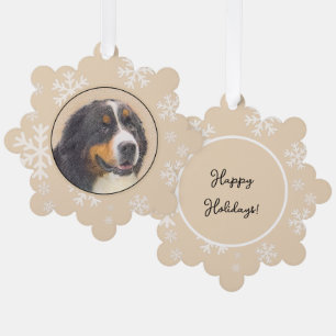 Bernese Mountain Dog 2 Painting - Original Dog Art Tree Decoration Card