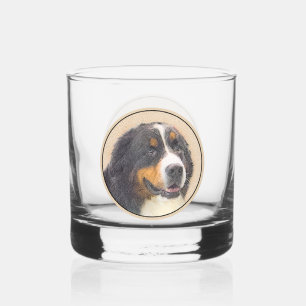 Bernese Mountain Dog 2 Painting - Original Dog Art Whiskey Glass