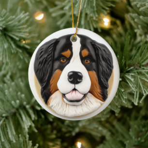 Bernese Mountain Dog 3D Inspired Ceramic Ornament