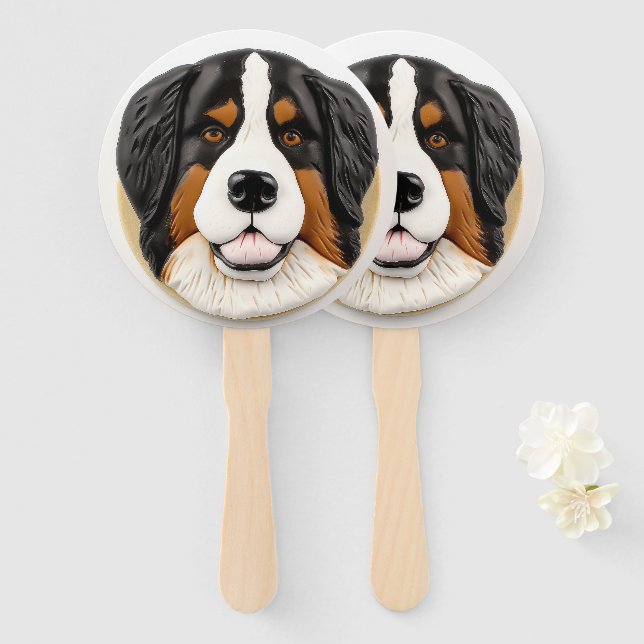 Bernese Mountain Dog 3D Inspired Hand Fan (Front and Back)