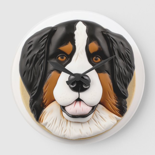 Bernese Mountain Dog 3D Inspired Large Clock (Front)
