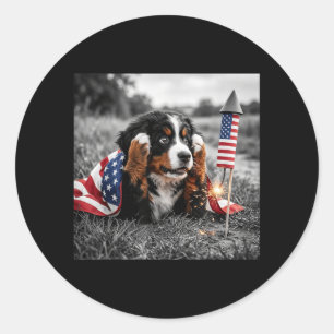 Bernese Mountain Dog Aamerican Usa Flag 250 Years Classic Round Sticker