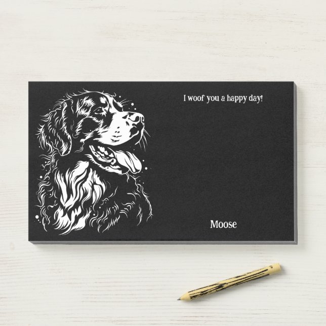Bernese Mountain Dog Abstract Art Dog Name  Post-it Notes (On Desk)