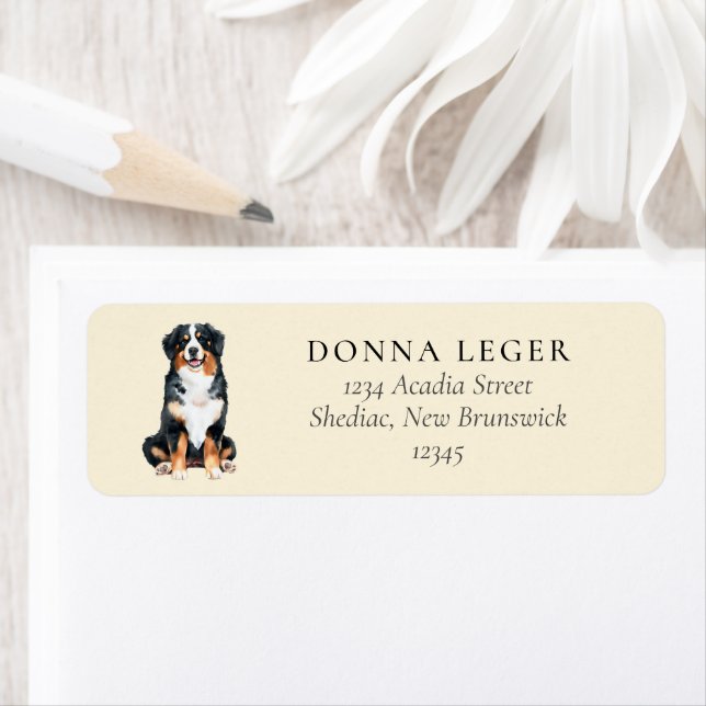 Bernese Mountain Dog Address Return Address Label (Insitu)