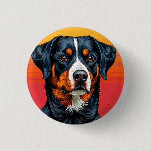 Bernese Mountain Dog Against Warm Sunset Colours 3 Cm Round Badge