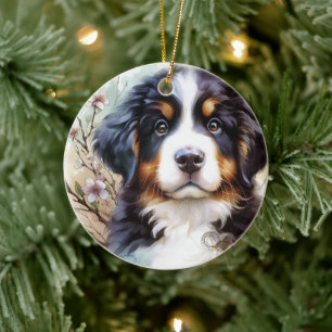 Bernese Mountain Dog AI Puppy Ceramic Ornament