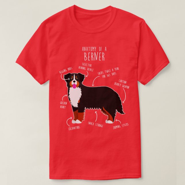 Bernese Mountain Dog Anatomy 3 T-Shirt (Design Front)