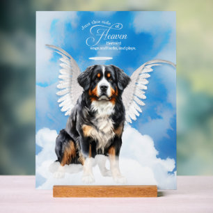 Bernese Mountain Dog Angel with Name Pet Memorial Acrylic Sign