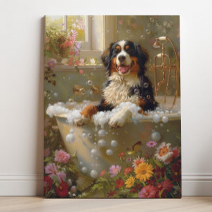 Bernese Mountain Dog Art, Bathroom Art Canvas Print