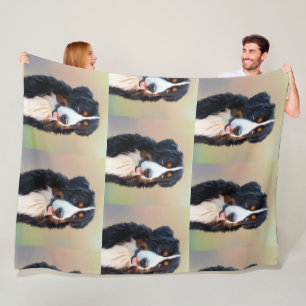 bernese mountain dog art fleece blanket