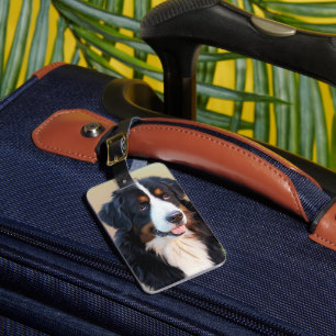 bernese mountain dog art luggage tag