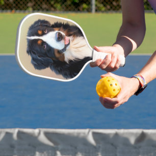 bernese mountain dog art pickleball paddle