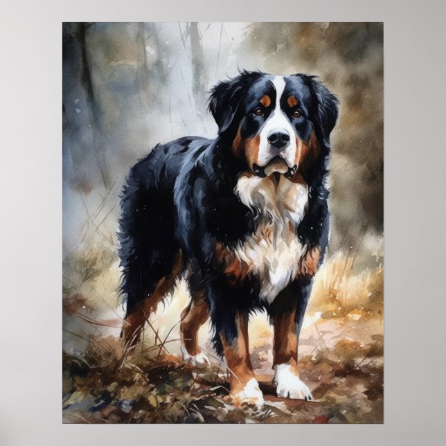 Bernese Mountain Dog Art Print Poster (Front)