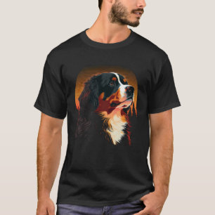 Bernese Mountain Dog at Sunset in the Woods Black T-Shirt