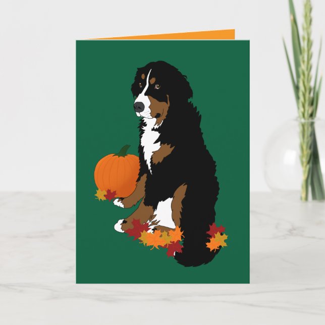 Bernese Mountain Dog Autumn Blank Card (Front)