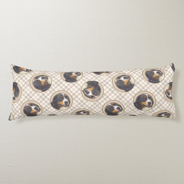 Bernese Mountain Dog Berner Painting Cute Pet Art Body Cushion (Front)