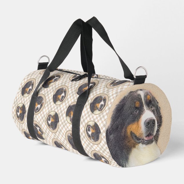 Bernese Mountain Dog Berner Painting Cute Pet Art Duffle Bag (Left Corner)