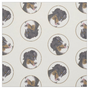 Bernese Mountain Dog Berner Painting Cute Pet Art Fabric