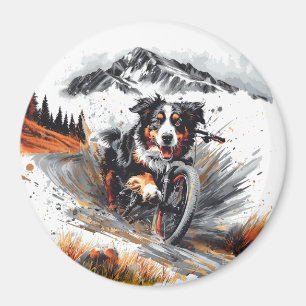 Bernese Mountain Dog Biking In The Mountains Magnet