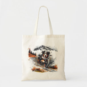 Bernese Mountain Dog Biking In The Mountains Tote Bag