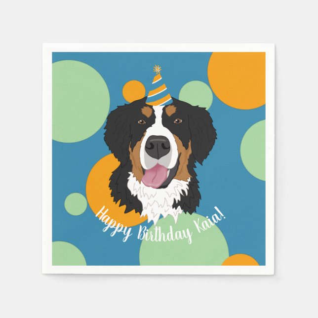 Bernese Mountain Dog Birthday Napkin (Front)