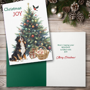 Bernese Mountain Dog , Bullfinch and Holiday Tree