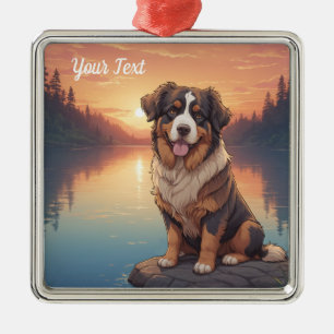 Bernese Mountain Dog by Lake Metal Ornament