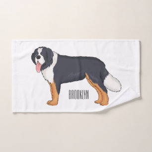 Bernese mountain dog cartoon illustration bath towel set