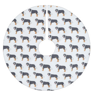 Bernese mountain dog cartoon illustration brushed polyester tree skirt